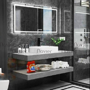 Bàn Đá Lavabo 2 Tầng Màu Xám Vân Trắng Chống Trầy Navier NV-1135X