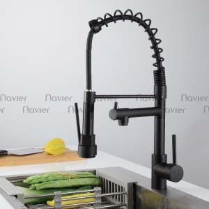 Vòi rửa chén lò xo kép đồng thau sơn tĩnh điện Navier NV-213D