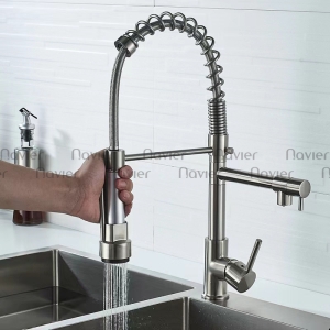 Vòi rửa chén lò xo kép đồng thau Navier NV-213T
