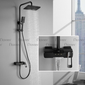 Sen Tắm Đứng Đồng Thau Sơn Tĩnh Điện Đen Thân Vuông Navier NV-9352D