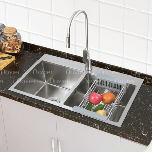 Chậu chén 2 ngăn đều Inox304 chuẩn 100% cao cấp Navier NV-10050D304