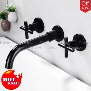 Vòi Lavabo Nóng Lạnh Âm Tường Đen Cao Cấp Navier NV-639D