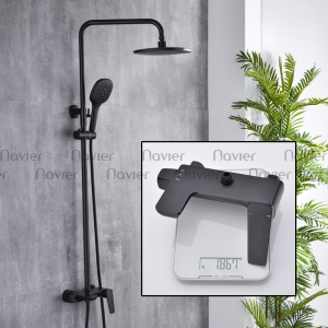 Sen Tắm Đứng Đồng Thau Sơn Tĩnh Điện Đen Núm Xoay Cao Cấp Navier NV-9358D