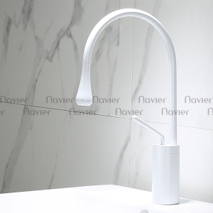Vòi lavabo nóng lạnh sơn tĩnh điện trắng Navier NV-741T