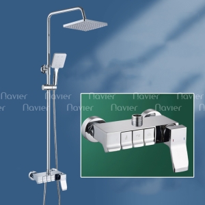 Siêu Sale Thanh Lý Sen Cây Tắm Đứng Phím Nóng Lạnh Đồng Thau Mạ Crom Bóng Nút Phím Đàn Navier NV-9357B