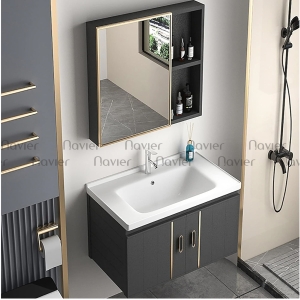 Bộ Tủ Chậu Lavabo Nhôm Kèm Tủ Gương Cao Cấp Navier NV-625