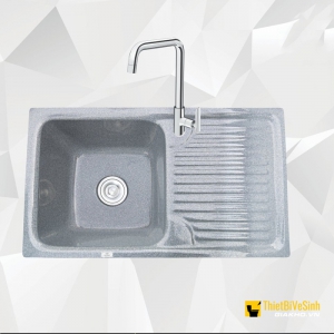 Chậu Rửa Chén Đá 1 Ngăn Có Cánh Xám Navier NV-7746X