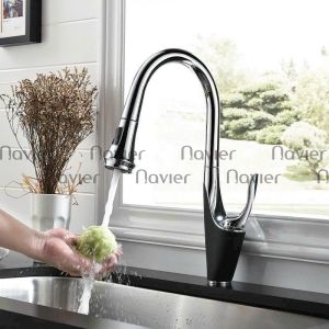 Vòi chén nóng lạnh đồng thau mạ Crom dây rút Navier NV-234
