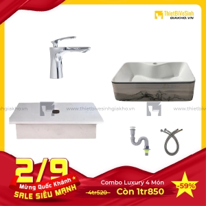 Combo Kệ Đá Nhân Tạo Vân Trắng  Đơn Trắng SIêu Tiết Kiệm Navier CBKD04