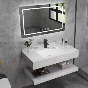Bàn Đá Lavabo Âm Trắng Nhám Vân Mây Chống Trầy Navier NV-1134T