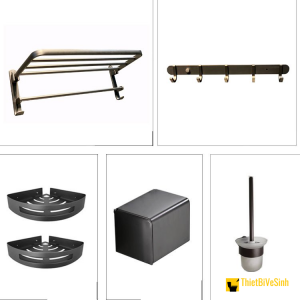 Combo Phụ Kiện Nhà Tắm Nhôm Màu Xám  Cao Cấp Navier CBPK04MX