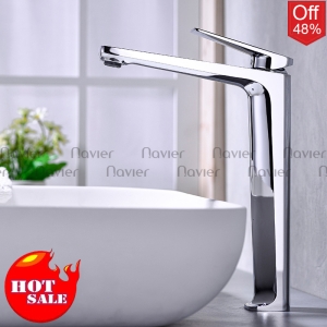 Vòi Lavabo Nóng Lạnh Đồng Thau Mạ Crome Cao Cấp Navier NV-727CR30 (30cm)