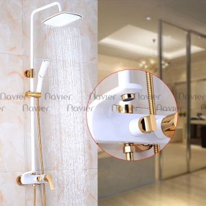 Siêu Sale Thanh Lý Sen cây tắm nóng lạnh đồng thau sơn trắng Navier NV-802T