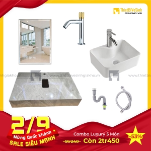 Combo Kệ Đá Chống Trầy Xám Vân Bóng Lavabo Siêu Tiết Kiệm Navier CBPT0057