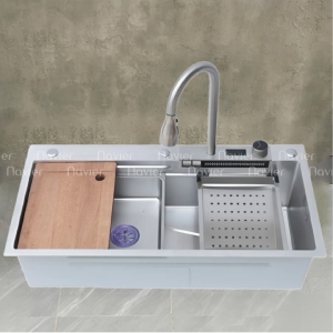 Chậu chén 1 ngăn Inox 304 chuẩn 100% Cao Cấp Navier NV-9046AT304