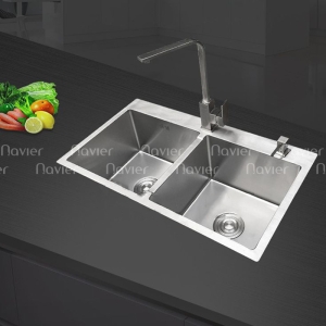 Chậu rửa chén 2 ngăn đều Inox 304 Navier NV-7843D201