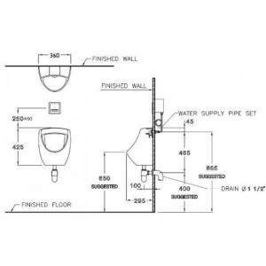 Bồn Tiểu Nam Treo Tường Baron Chính Hãng COTTO C3080BI