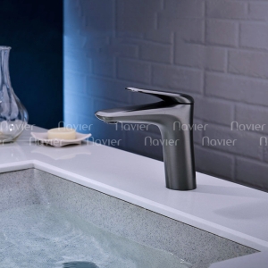 Vòi Lavabo Nóng Lạnh Đồng Thau Màu Xám Navier NV-9036-1X