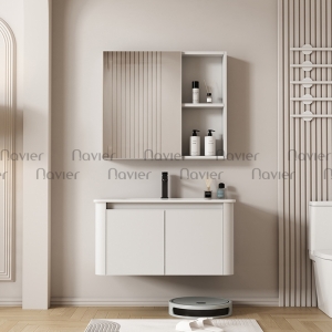 Tủ Lavabo Nhựa PVC Màu Trắng Kèm Tủ Gương Navier NV-1114T80