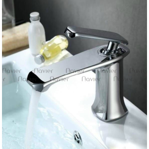 Vòi lavabo tay bè nóng lạnh đồng thau mạ crom 5 lớp Navier NV-730