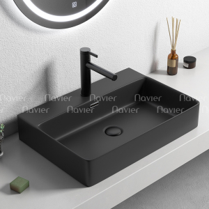 Chậu Lavabo Đặt Bàn Đen Cao Cấp Navier NV-409D
