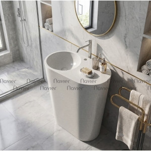 Chậu Lavabo Trụ Chất Liệu Đá Mài Cao Cấp Navier NV-477