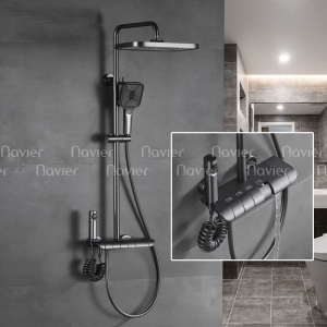 Siêu Sale Thanh Lý Sen Cây Tắm Đứng Nóng Lạnh Phím Đàn Đồng Thau Xám Cao Cấp Navier NV-836