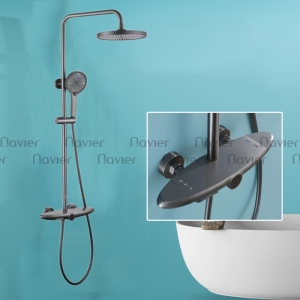 Sen Cây Tắm Đứng Nóng Lạnh Đồng Thau Mạ Xám Cao Cấp Navier NV-863X