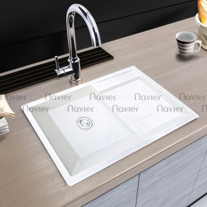 Chậu Rửa Chén Đá 1 Hộc Trắng Cao Cấp Navier NV-7747