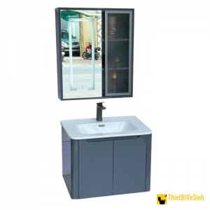 Bộ Tủ Chậu Lavabo Xám Gương Led Nhựa PVC Cao Cấp Navier NV-560X