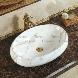 Chậu lavabo đặt bàn Oval hoa văn Navier NV-419