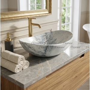 Chậu Lavabo Oval Thuyền Sứ Giả Đá Cao Cấp Navier NV-414GD