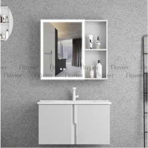 Bộ Tủ Lavabo Kèm Tủ Gương Led Nhôm Tổ Ong Cao Cấp Navier NV-T1113Z