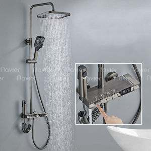 Sen Cây Tắm Đứng Nóng Lạnh Phím Đàn Đồng Thau Xám Cao Cấp Navier NV-835