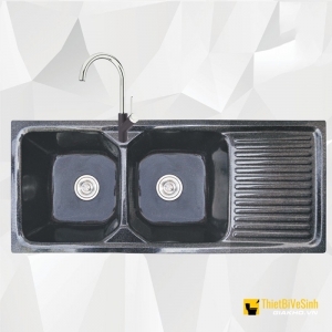 Chậu Rửa Chén Đá 2 Ngăn Có Cánh Đen Navier NV-115547D