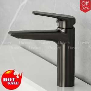 Vòi Lavabo Nóng Lạnh Đồng Thau Mạ PVD Xám Navier NV-697