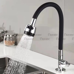 Vòi chén lạnh đồng thau mạ crom thân tròn uốn dẻo Navier NV-270