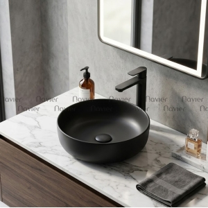 Chậu Lavabo Đặt Bàn Sứ Đen Cao Cấp Navier NV-339D