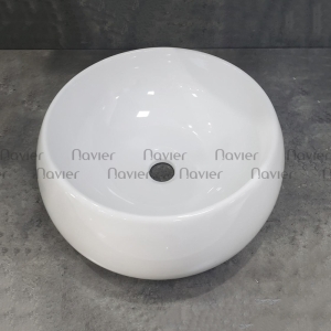 Chậu Lavabo Đặt Bàn tròn Sứ Trắng Navier NV-451T