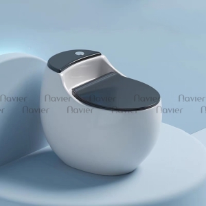 Siêu Sale Thanh Lý Bồn Cầu Khối Trứng Trắng Nắp Đen Cao Cấp Navier NV-1053D