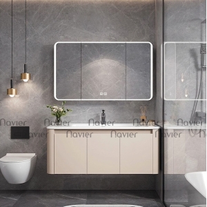 Bộ Tủ Lavabo Nhôm Kèm Tủ Gương Led Bọ Góc Navier NV-623K60