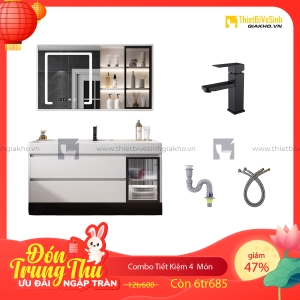 Combo Bộ Tủ Chậu Lavabo Xám Siêu Tiết Kiệm Cao Cấp Navier CBTL04