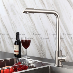 Vòi chén nóng lạnh uốn vuông đầu xoay 360 inox304 Navier NV-202