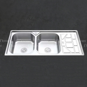 Chậu rửa chén 2 ngăn đều liền khay inox cao cấp Navier NV-12050