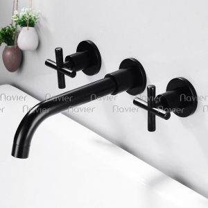 Vòi Lavabo Nóng Lạnh Âm Tường Đen Cao Cấp Navier NV-639D