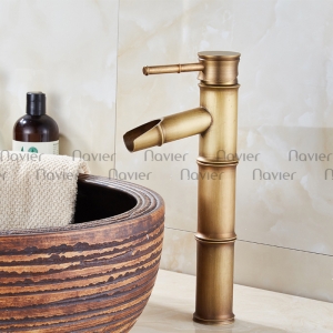 Vòi lavabo nóng lạnh ống trúc đồng thau vàng Navier NV-715