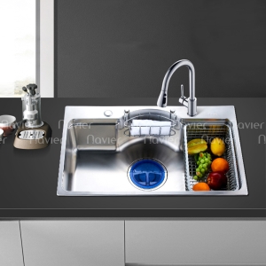 Chậu rửa chén 1 ngăn lớn lõm bán nguyệt inox 304 cao cấp Navier NV-7546BN304