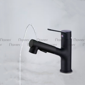 Vòi lavabo nóng lạnh đầu dây rút 3 chế độ sơn tĩnh điện Navier NV-633 (20 CM)