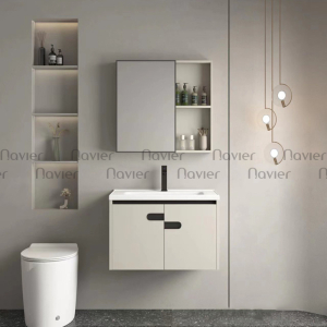 Bộ Tủ Lavabo Nhựa PVC Với Tủ Gương Nhôm Cao Cấp Navier NV-G01M-60