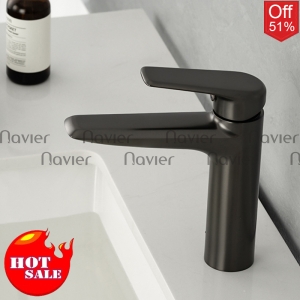 Vòi Lavabo Nóng Lạnh Đồng Thau Màu Xám Navier NV-ZY91